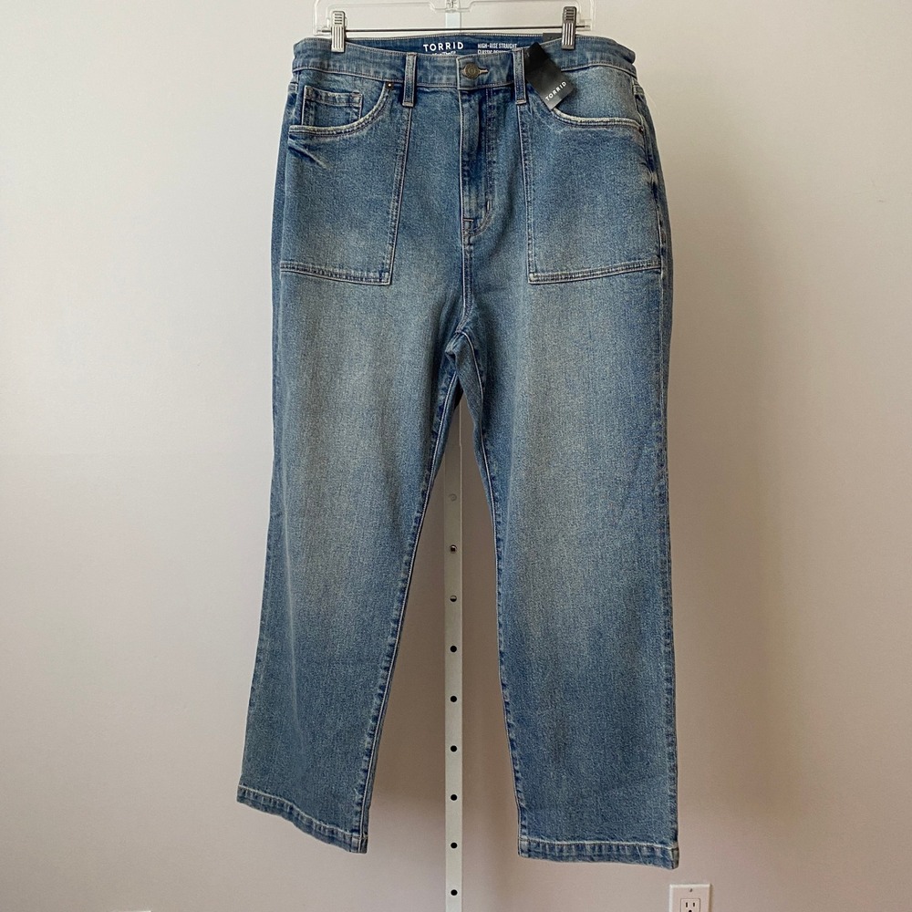 Torid 18R Blue High-Rise Straight Utility Classic Denim Jeans NWT Americano